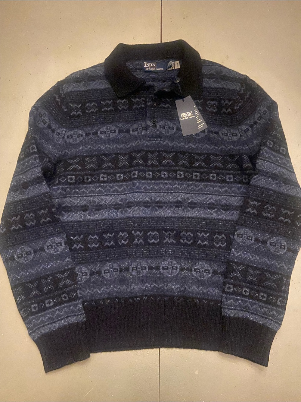 Polo Ralph Lauren Fair Isle wool and linen collared sweater